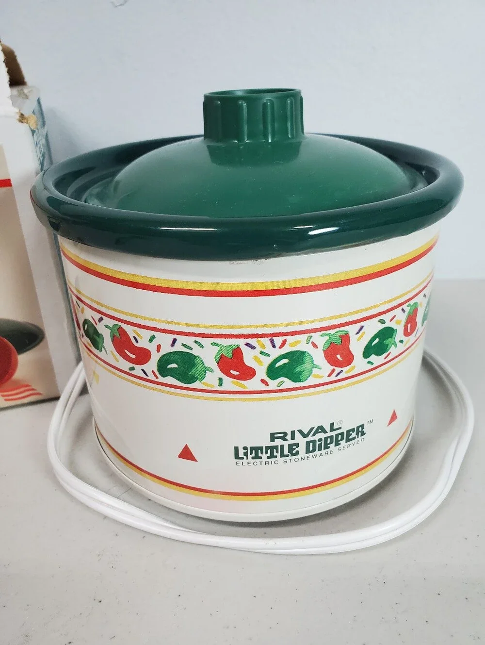 Rival Little Dipper Pepper Themed Electric Stoneware Dip Server With Ladel Y2K